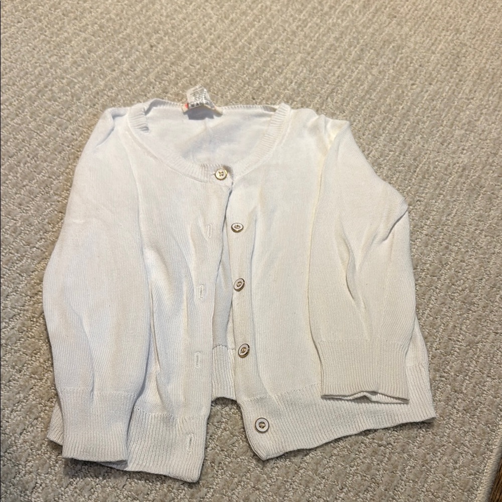 Crewcuts White Cardigan Sweater Lightweight Knit